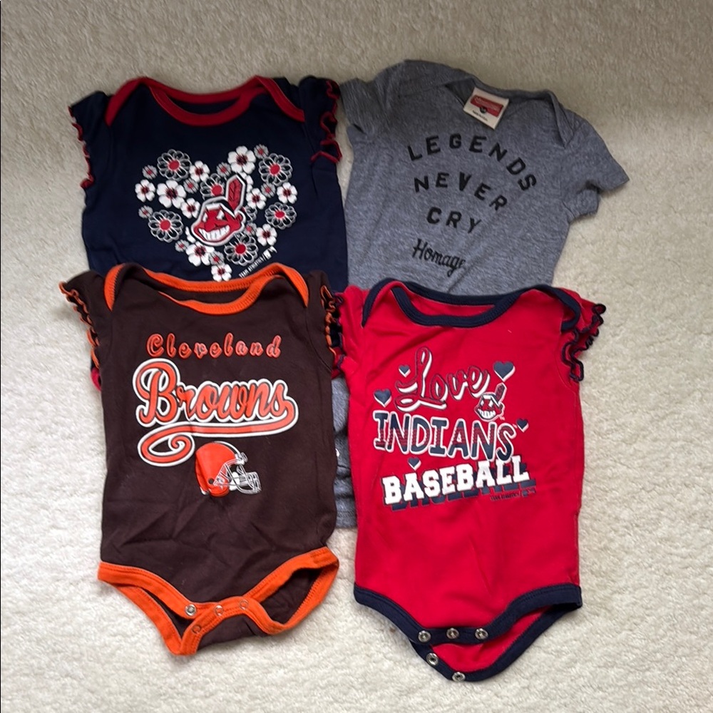 Cleveland Browns and Indians Baby Onesies Set